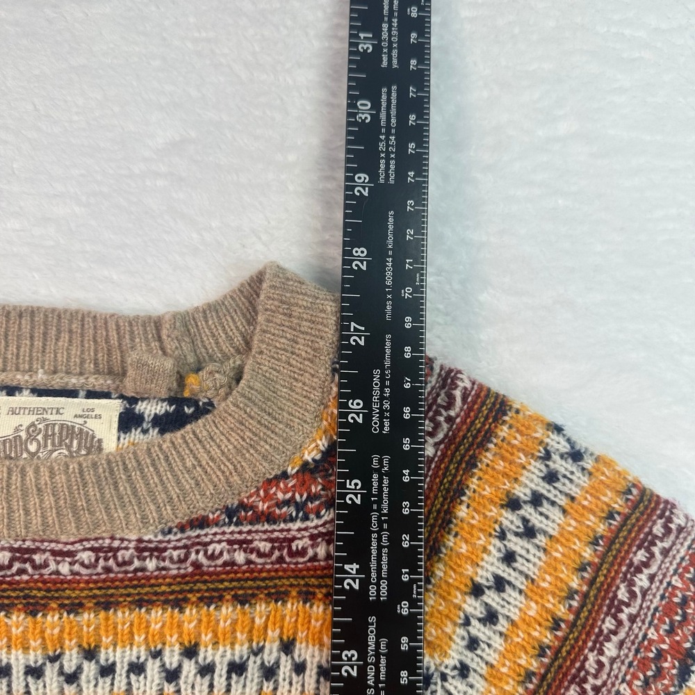 Third & Army Mens Med Wool Blend Fair Isle Sweater Mens Medium Nordic Crewneck - Picture 7 of 9